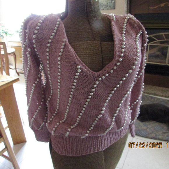 Vintage Pearl Embelished Neiman Marcus Sweater - Picture 1 of 6